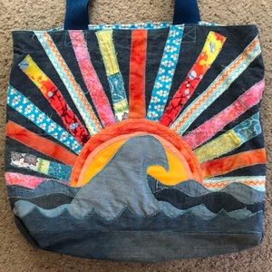 Upcycled sunburst beach tote